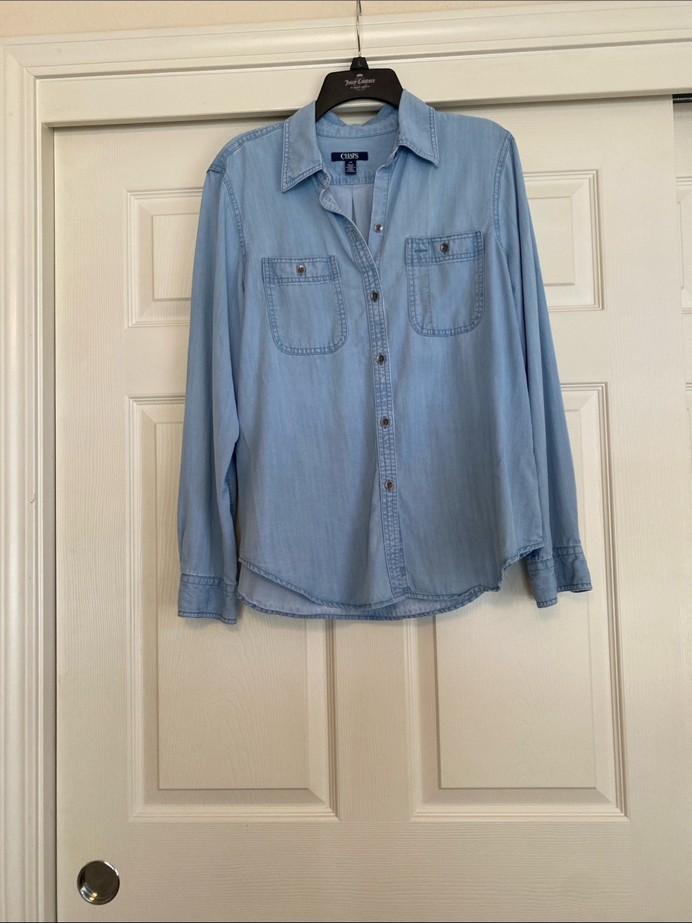 Chaps Light Blue Denim-Style Button Front Shirt